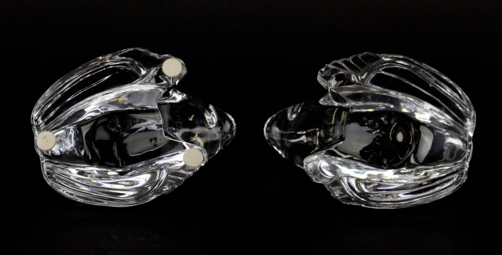 Pair of Baccarat Crystal Frog Paperweights.