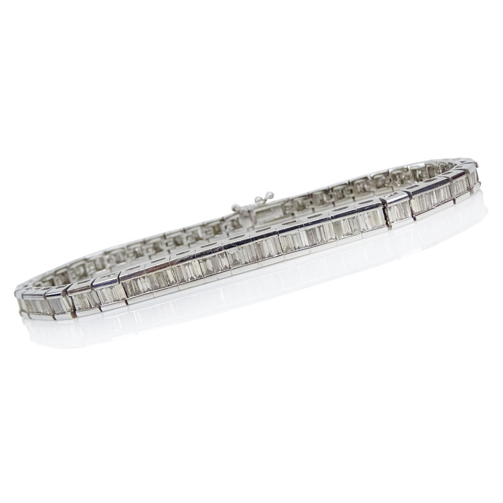 Vintage 4.64 Carat Baguette Cut Diamond and 18 Karat White Gold Bracelet