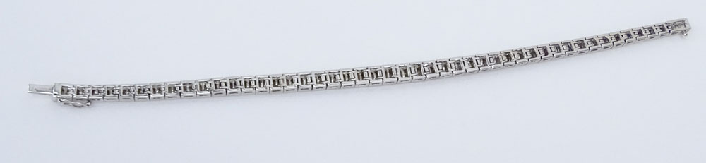 Vintage 4.64 Carat Baguette Cut Diamond and 18 Karat White Gold Bracelet