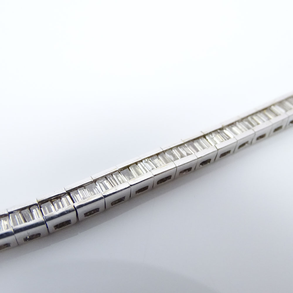 Vintage 4.64 Carat Baguette Cut Diamond and 18 Karat White Gold Bracelet