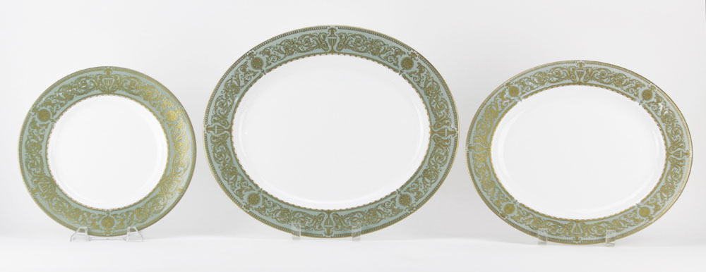 Seven-Nine (79) Piece Royal Worcester "Balmoral" Green Porcelain Dinner Service. 