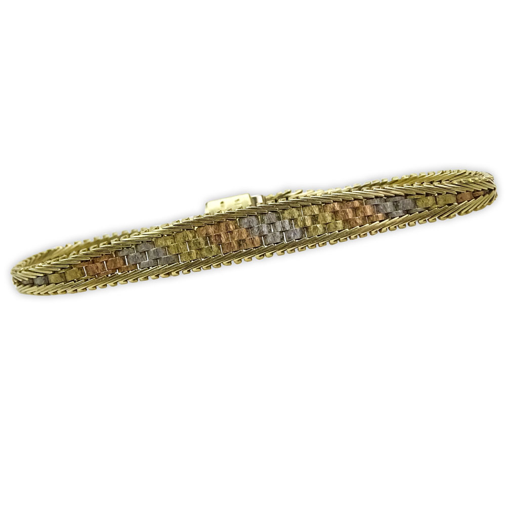 Vintage Italian 14 Karat Tri-Color Gold Bracelet