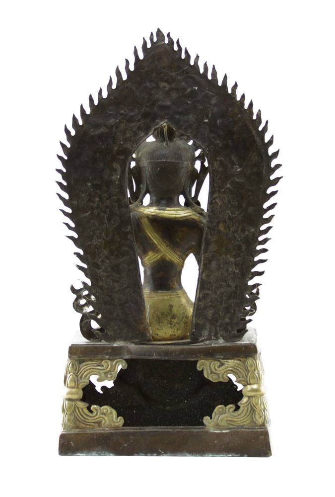 Large Vintage Brass Seated Hindu Goddess