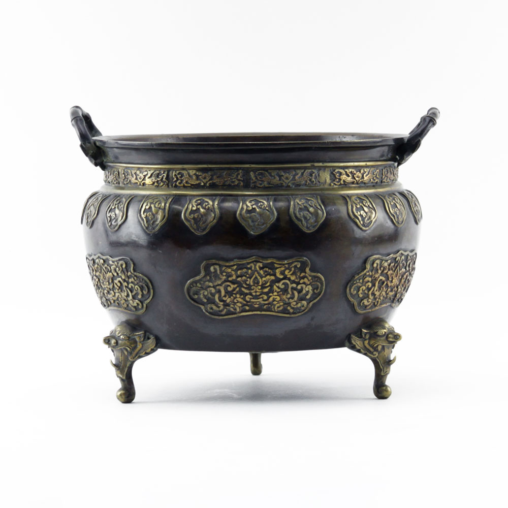 20th Century Asian Style  Bronze Handled Pot