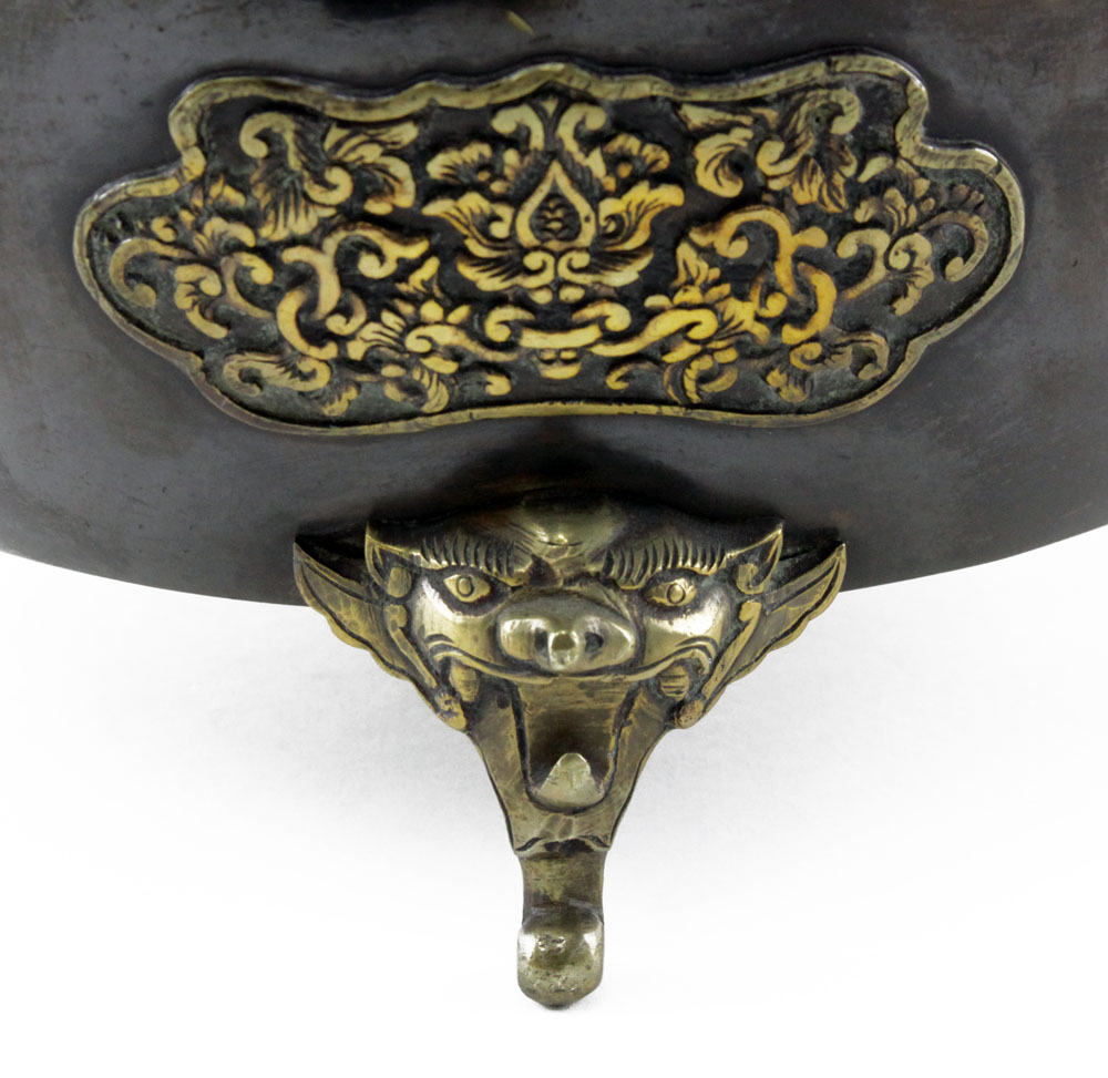 20th Century Asian Style  Bronze Handled Pot