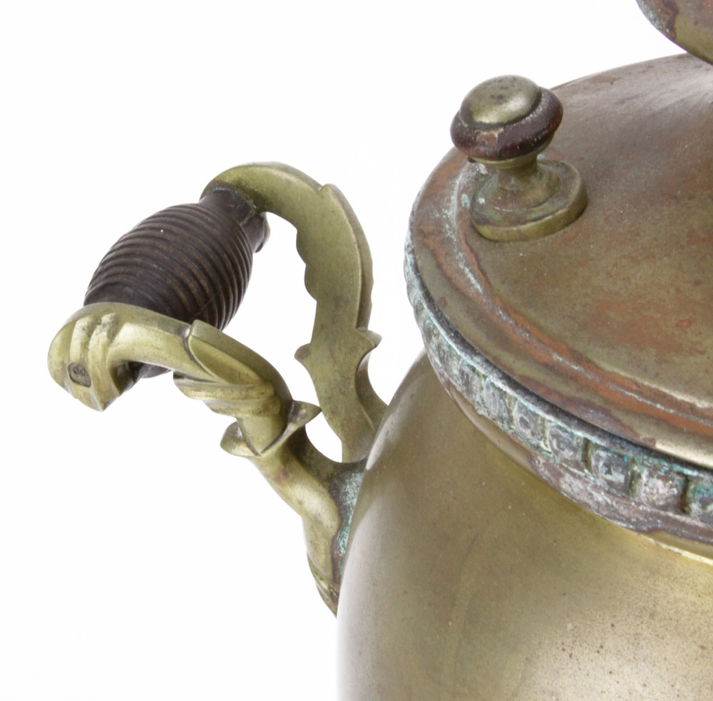 Antique Brass Samovar and Three Light Oil Lamp.