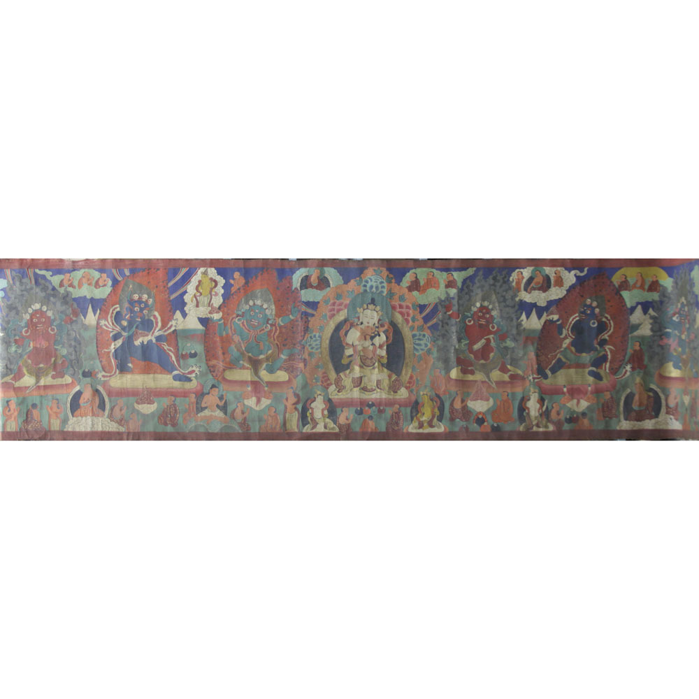 Large 18/19th Century Tibetan Buddhist Hand Painted Thangka.