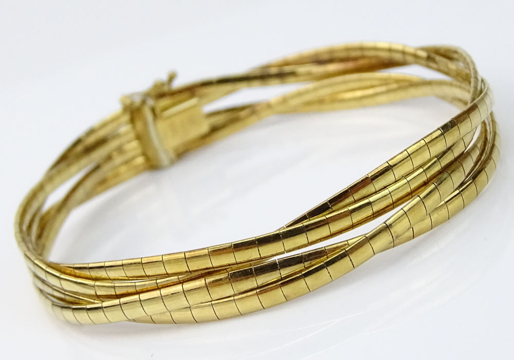 Vintage Italian 14 Karat Yellow Gold Necklace and Bracelet Suite.