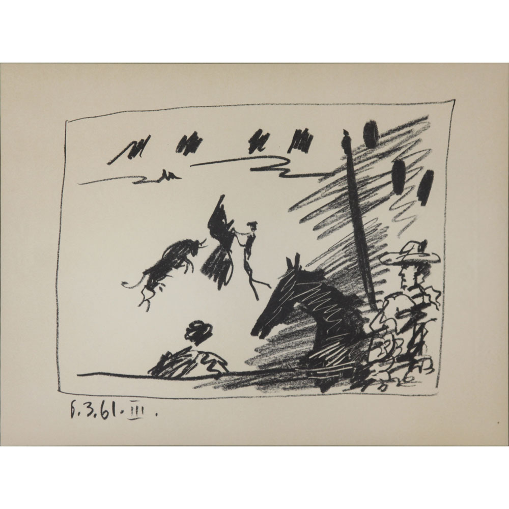 Pablo Picasso, Spanish (1881-1973) "Bullfighting" Original Lithograph 