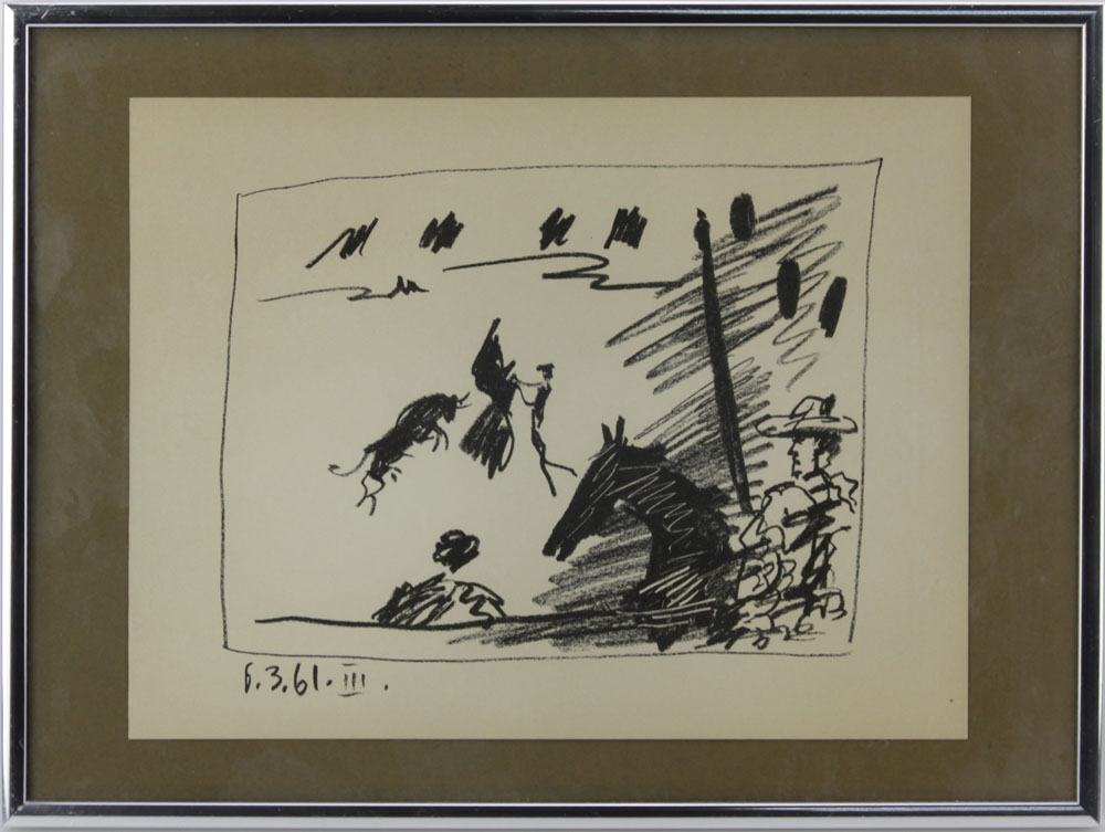 Pablo Picasso, Spanish (1881-1973) "Bullfighting" Original Lithograph 