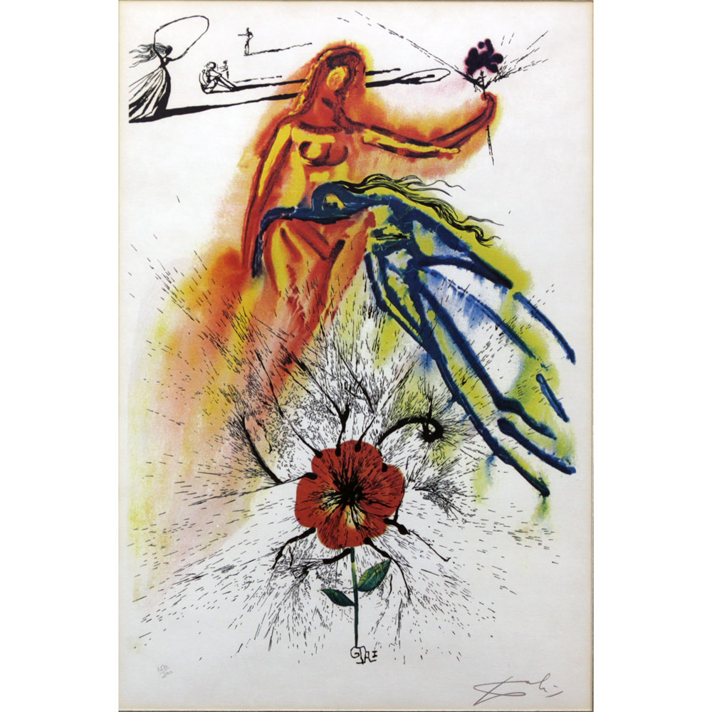 Salvador Dalí, Spanish (1904-1989) Color etching "Alice in Wonderland Alice's Evidence" 