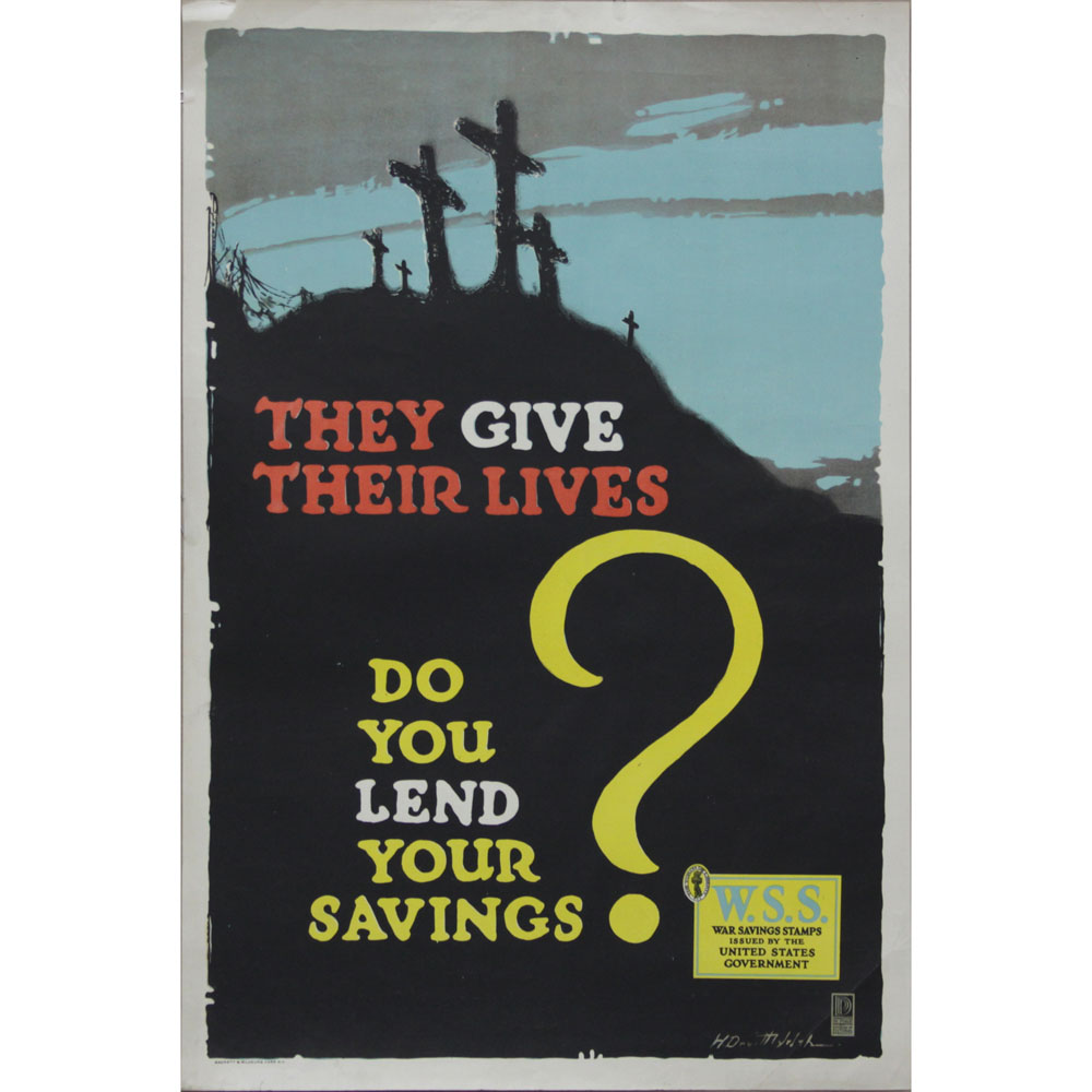 Horace Devitt Welsh, American (1888-1942) Original 1918 "They Give Their Lives" 