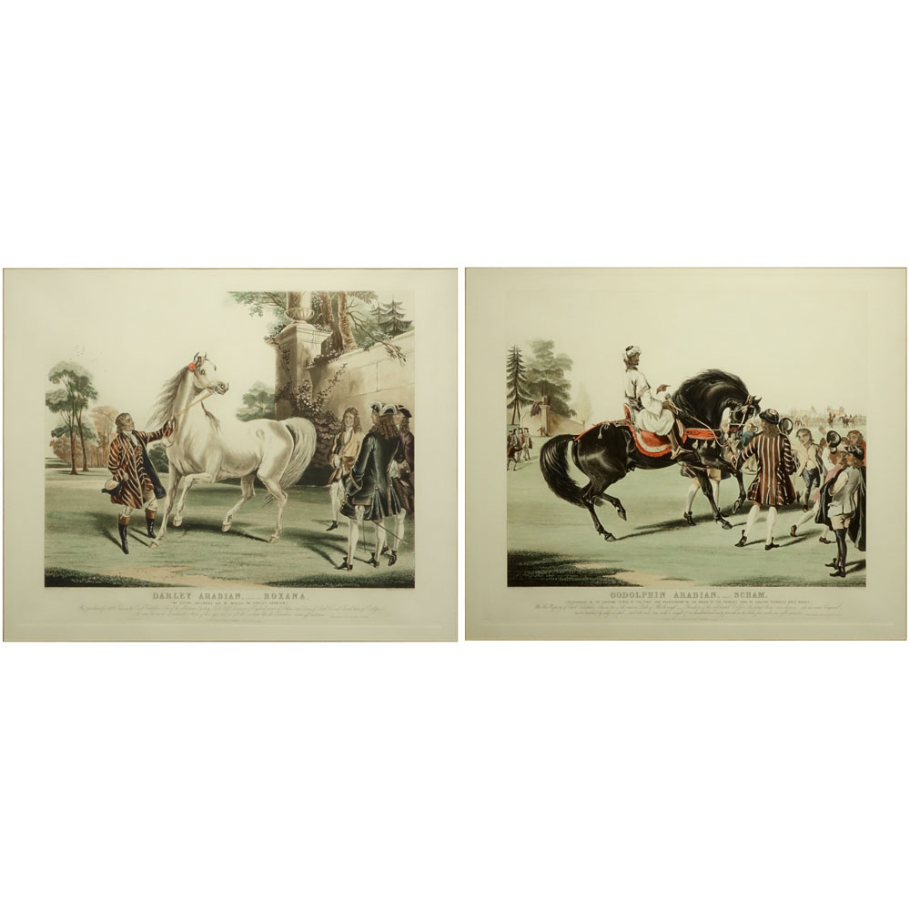 Pair Large Color Prints "Godolphin Arabian. Scham" and "Darly Arabian. Roxana"