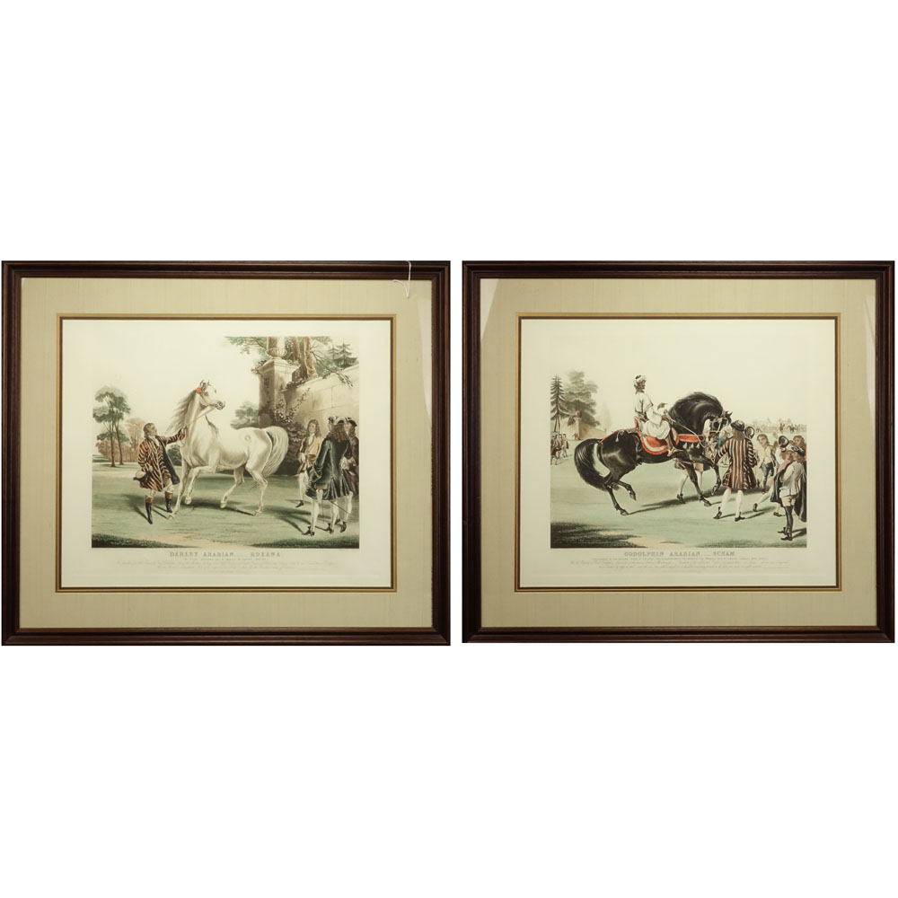 Pair Large Color Prints "Godolphin Arabian. Scham" and "Darly Arabian. Roxana"