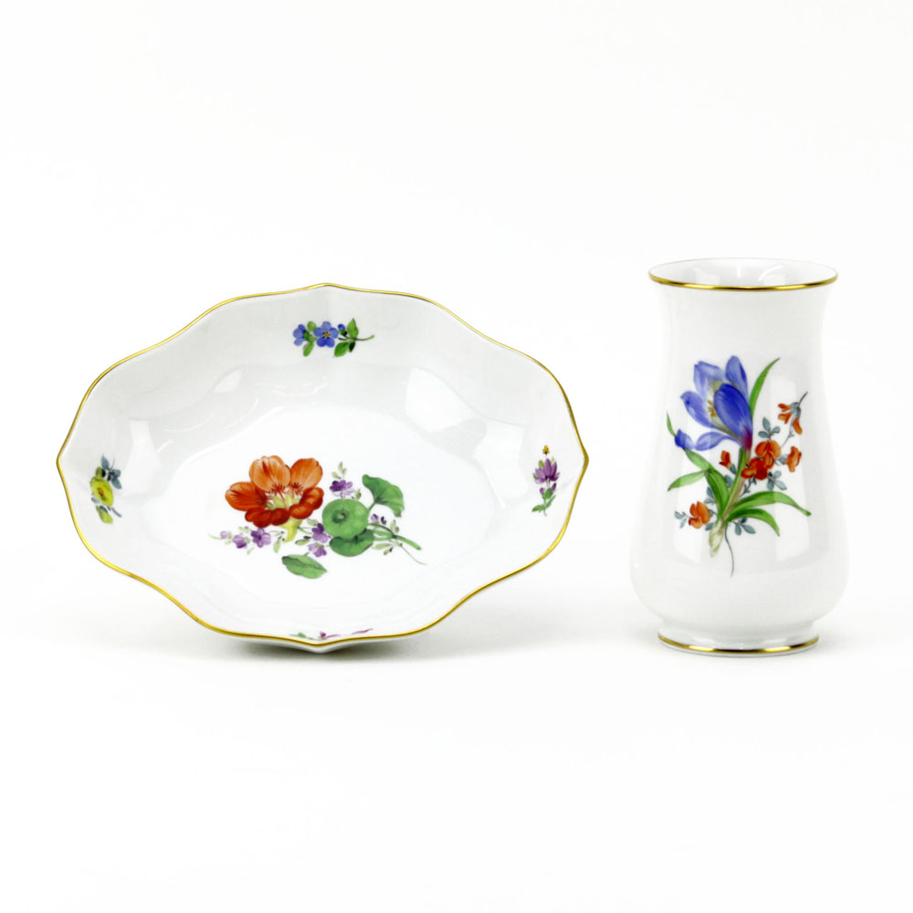 Grouping of Two (2) Meissen Porcelain Tabletop Items.
