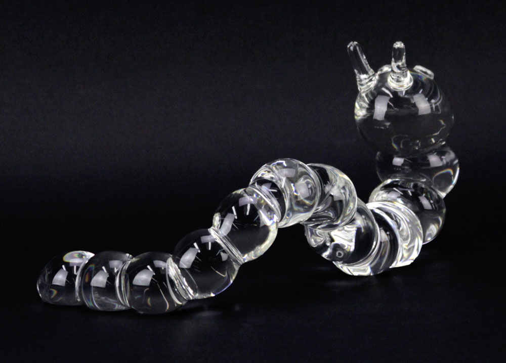 Circa 1970 Steuben Glass Ornamental Caterpillar Figurine Designed by Peter Yenawine