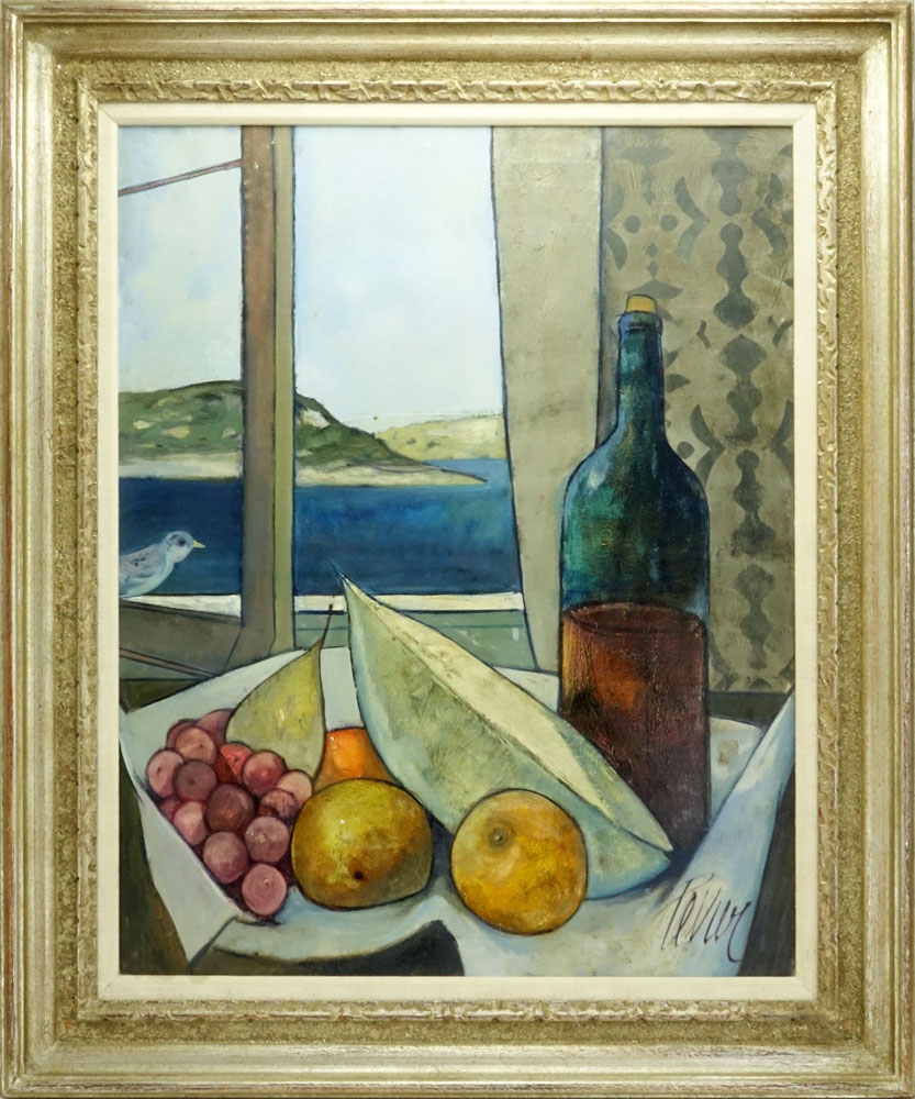 Charles Levier, French (1920-2003) Oil on Canvas "Le Vin et Fruits" 