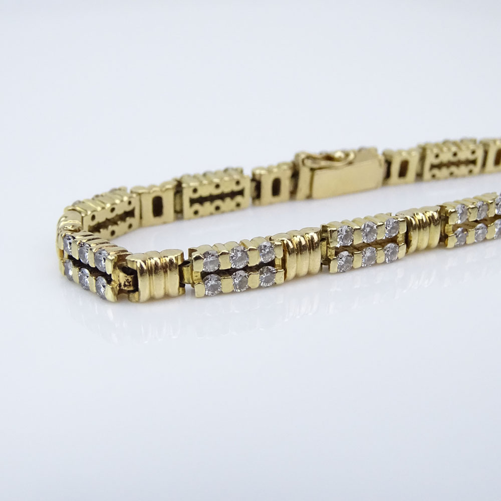 Vintage Approx. 3.50 Carat Round Brilliant Cut Diamond and 14 Karat Yellow Gold Bracelet