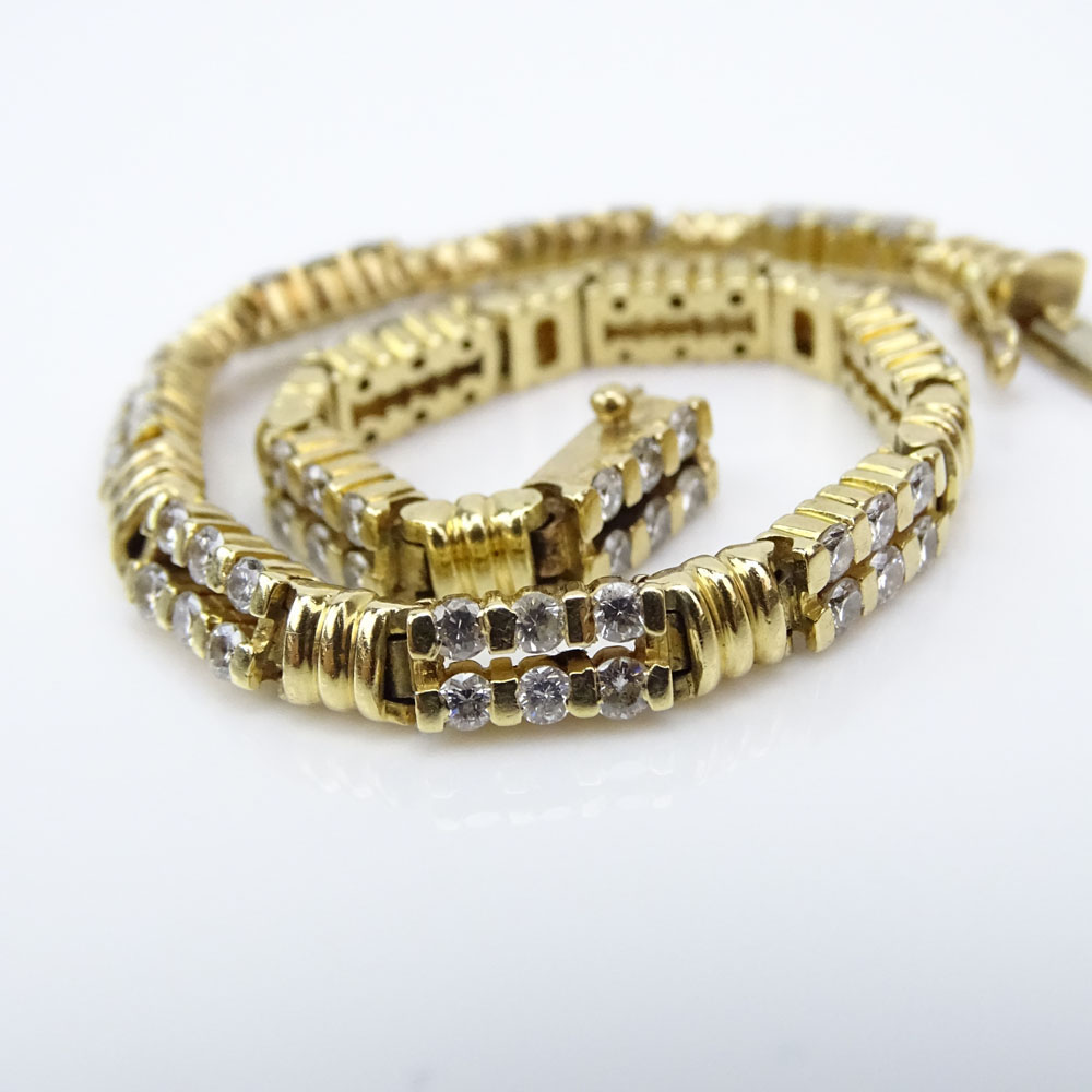 Vintage Approx. 3.50 Carat Round Brilliant Cut Diamond and 14 Karat Yellow Gold Bracelet