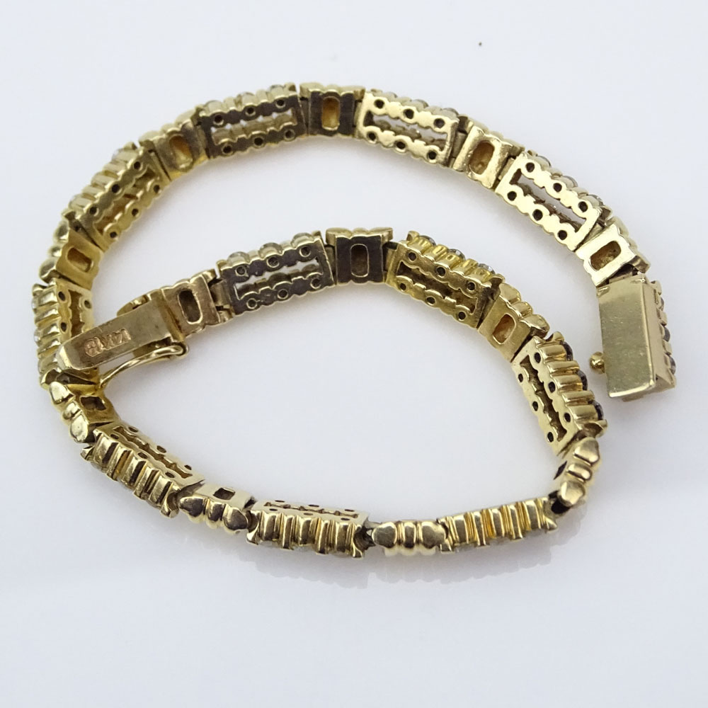 Vintage Approx. 3.50 Carat Round Brilliant Cut Diamond and 14 Karat Yellow Gold Bracelet