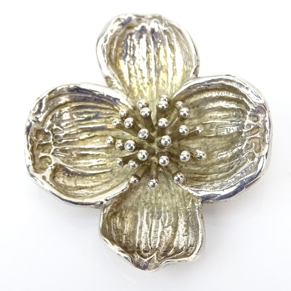 Rare Tiffany & Co 925 Silver Dogwood Brooch.