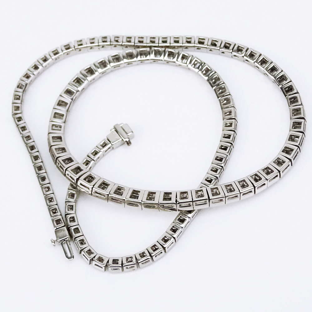 Approx. 13.0 Carat Baguette Cut Diamond and Platinum Riviera Necklace