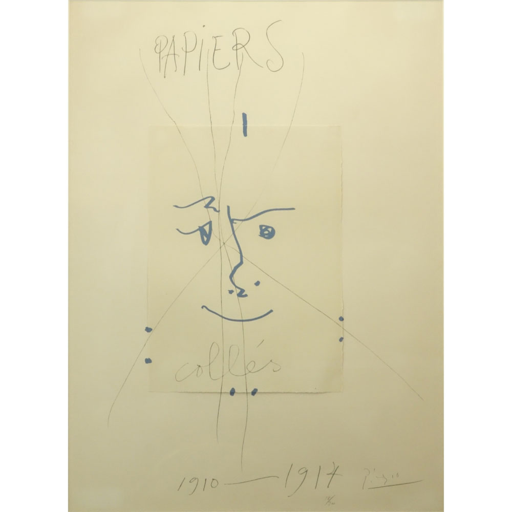 After: Pablo Picasso (1881-1973) Original Color Lithograph, "Papiers Colles, Dated 1910-1914" 