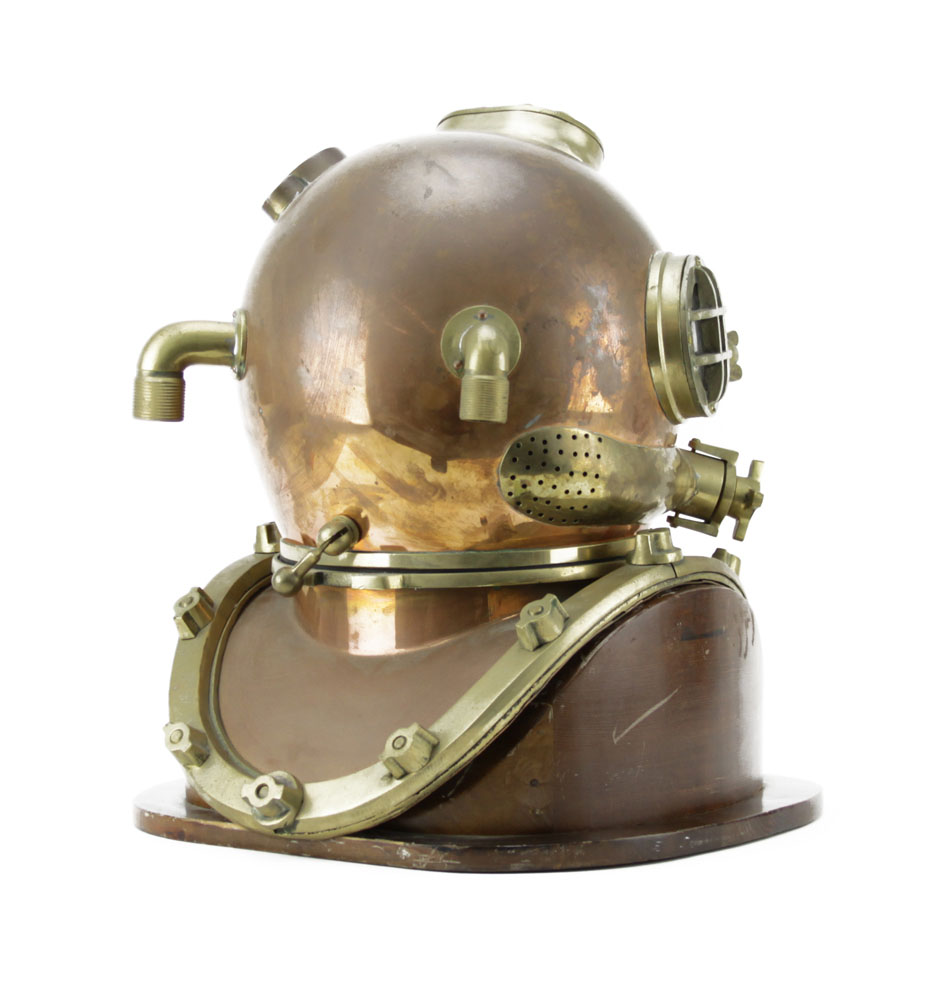 Morse Diving Equipment Inc. U.S. Navy Mark V Brass and Copper Diving Helmet