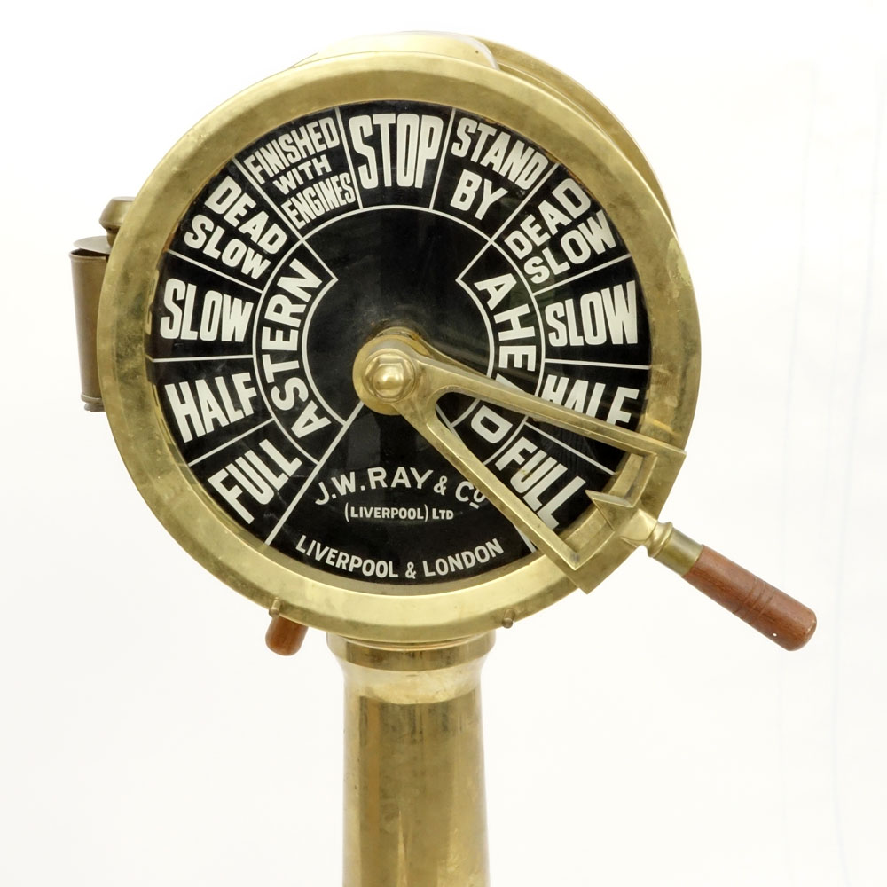 J.W. Ray & Co Large Brass Ship's Engine Order Telegraph