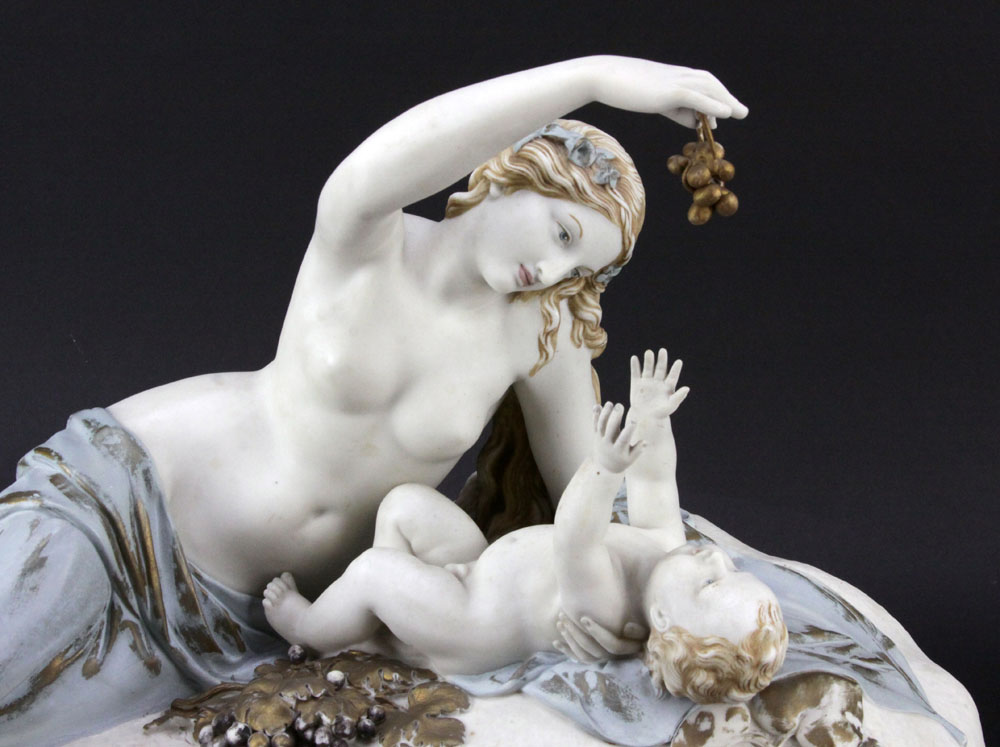 Painted Copeland Parian Group "Ino And The Infant Bacchus" 