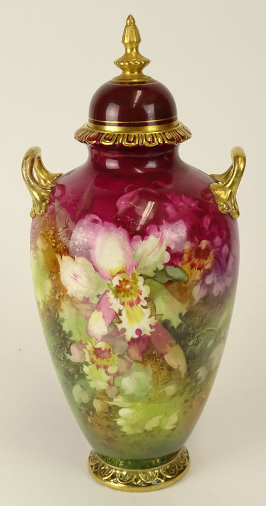 Royal Bonn Porcelain Handled Floral Covered Urn