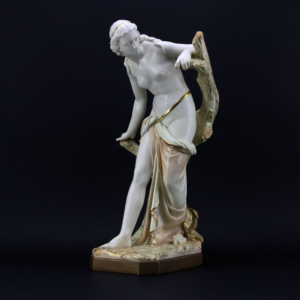 Large Royal Worcester Porcelain Figure "The Bather Surprised" 