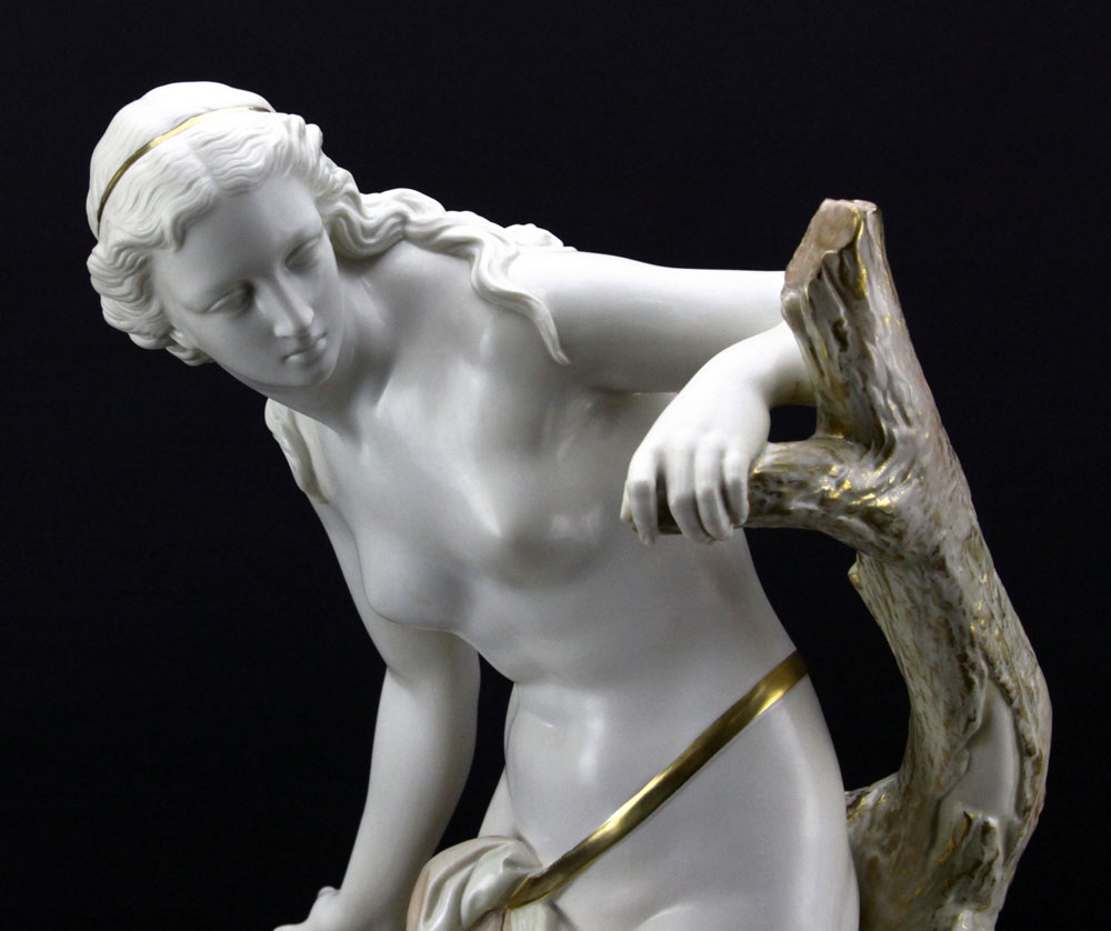 Large Royal Worcester Porcelain Figure "The Bather Surprised" 