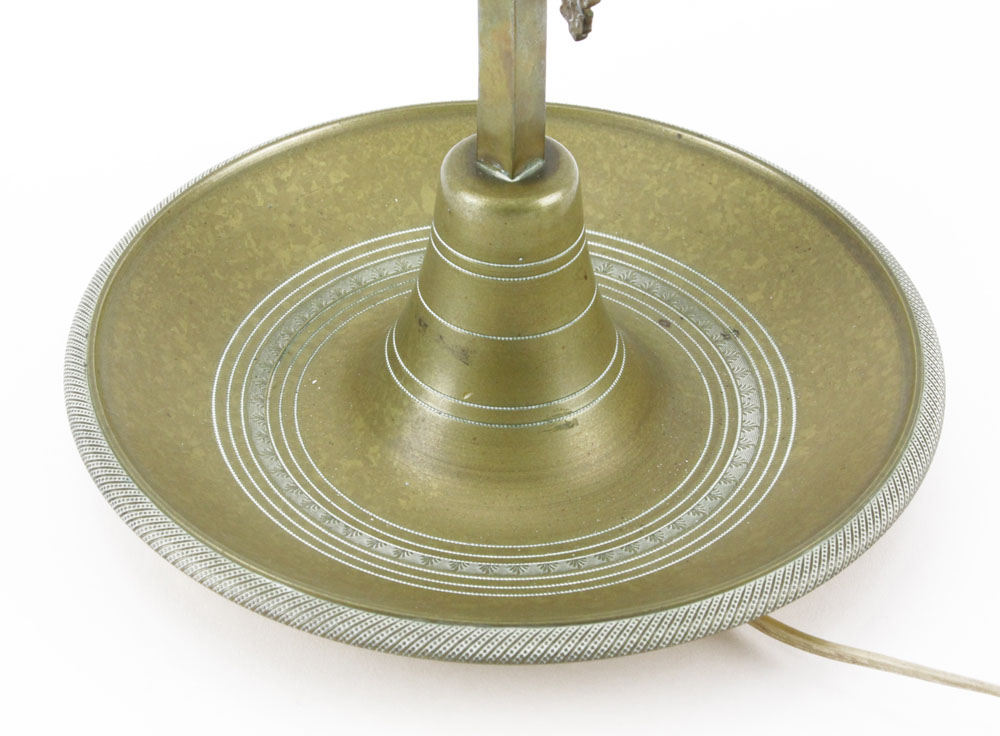 Antique Bronze Bouillotte Lamp With Tole Shade