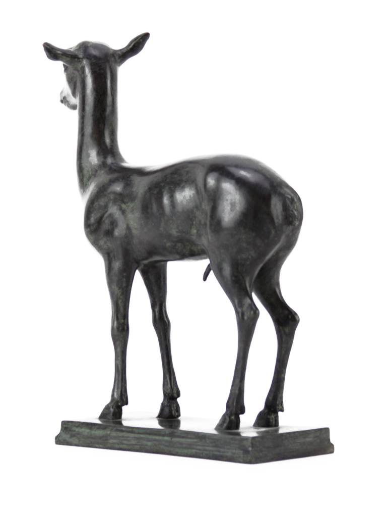 Antique Continental Bronze Deer Figurine