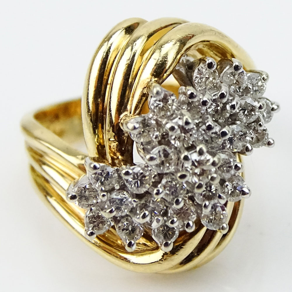 Vintage Approx. 1.50 Carat Round Brilliant Cut Diamond and 14 Karat Yellow Gold Ring