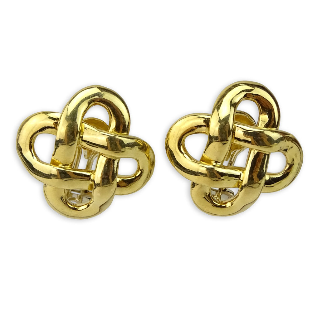 Pair of Vintage Italian Weingrill 18 Karat Knot Earrings