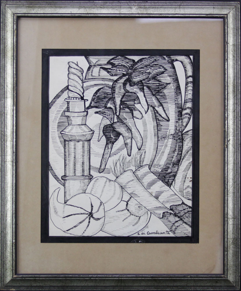 attributed to: Emiliano di Cavalcanti, Brazilian (1897-1976) Ink on Paper, Still Life. 