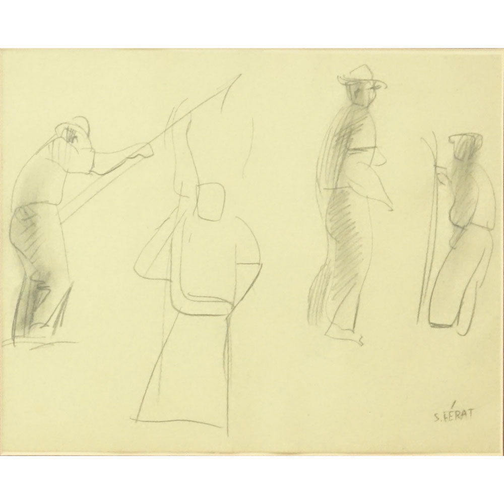 Serge Ferat, French (1881-1958) Pencil sketch on paper "Four Figures"