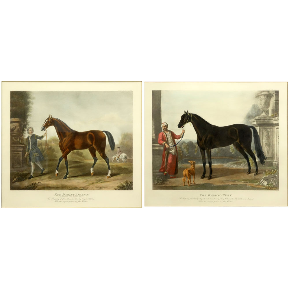 Pair Hand Colored Engravings "The Byerly Turk" and "The Darly Arabian"