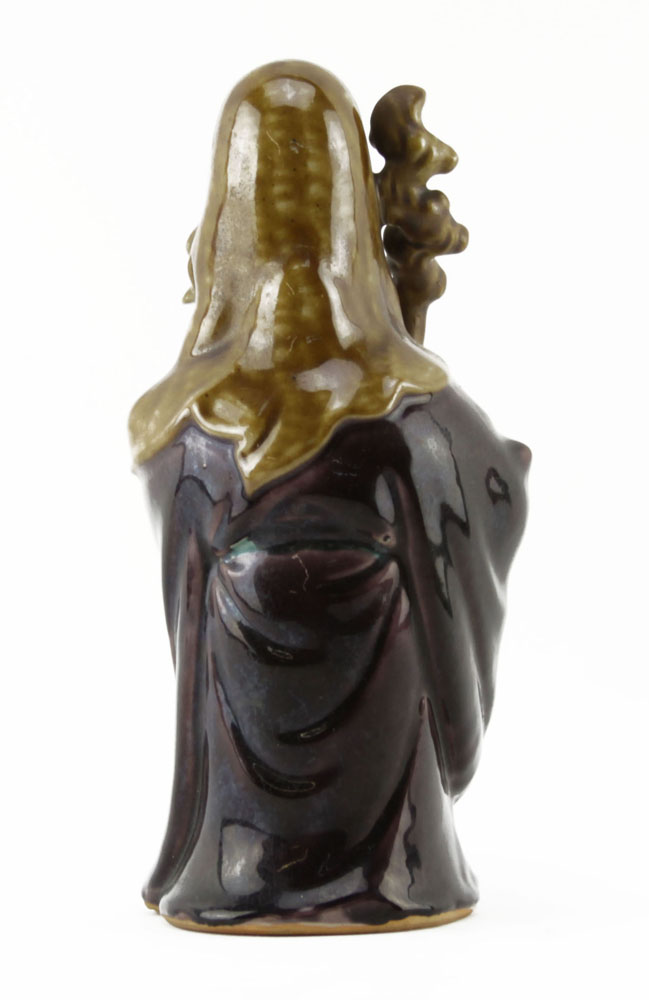 Chinese Shou Lao Xing Taoist Glazed Pottery Figurine