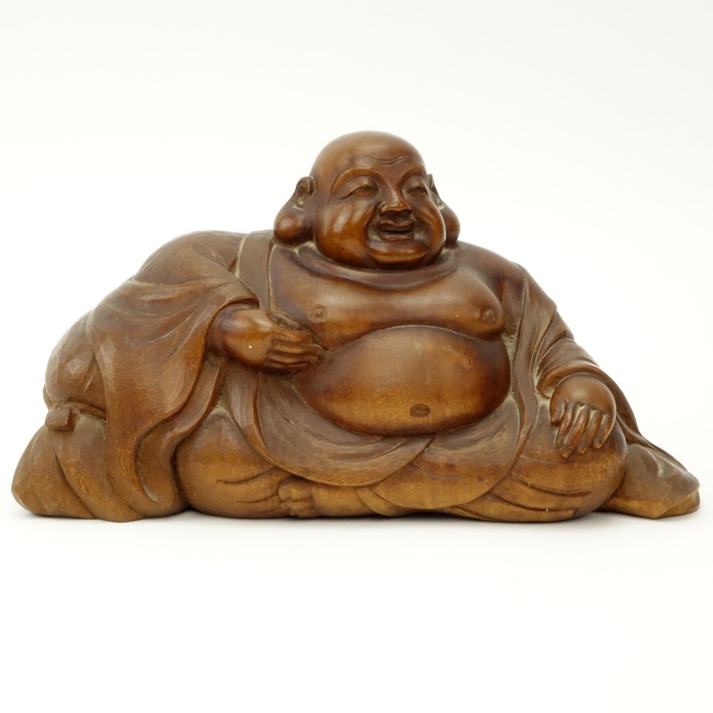 Antique Japanese Carved Boxwood Buddha