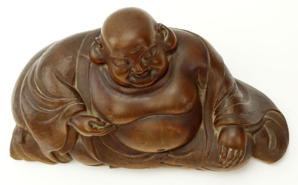 Antique Japanese Carved Boxwood Buddha