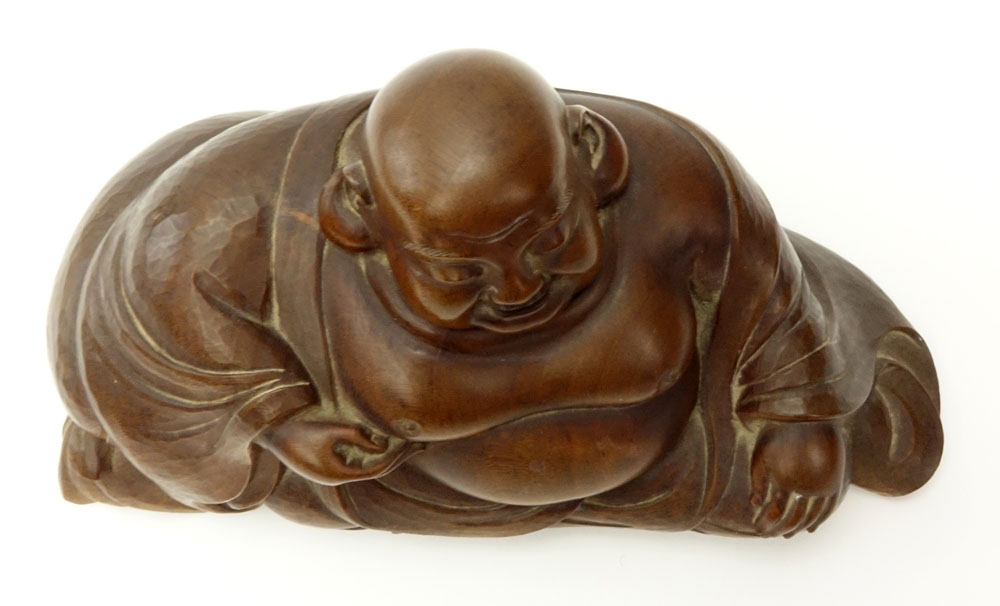 Antique Japanese Carved Boxwood Buddha