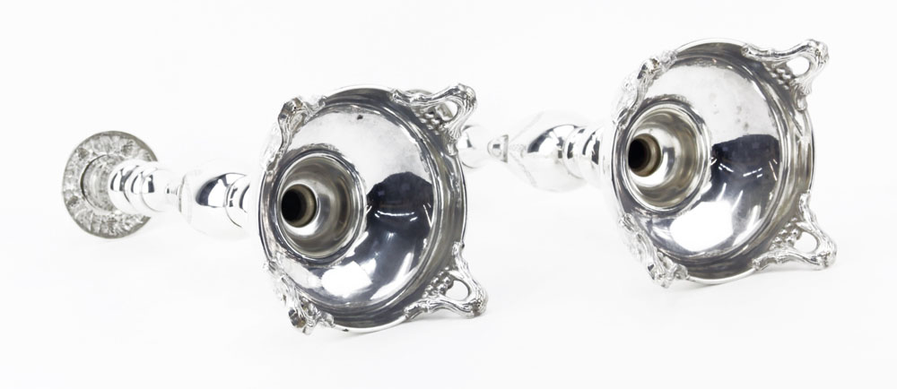 Pair German 800 Silver Shabbat Candlesticks