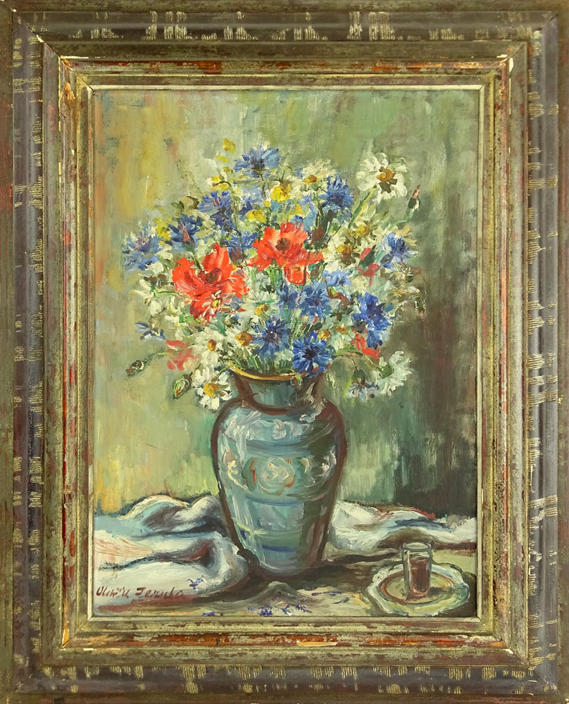 Oldrich Zezula, Czechoslovakian Oil on Canvas "Still Life" 