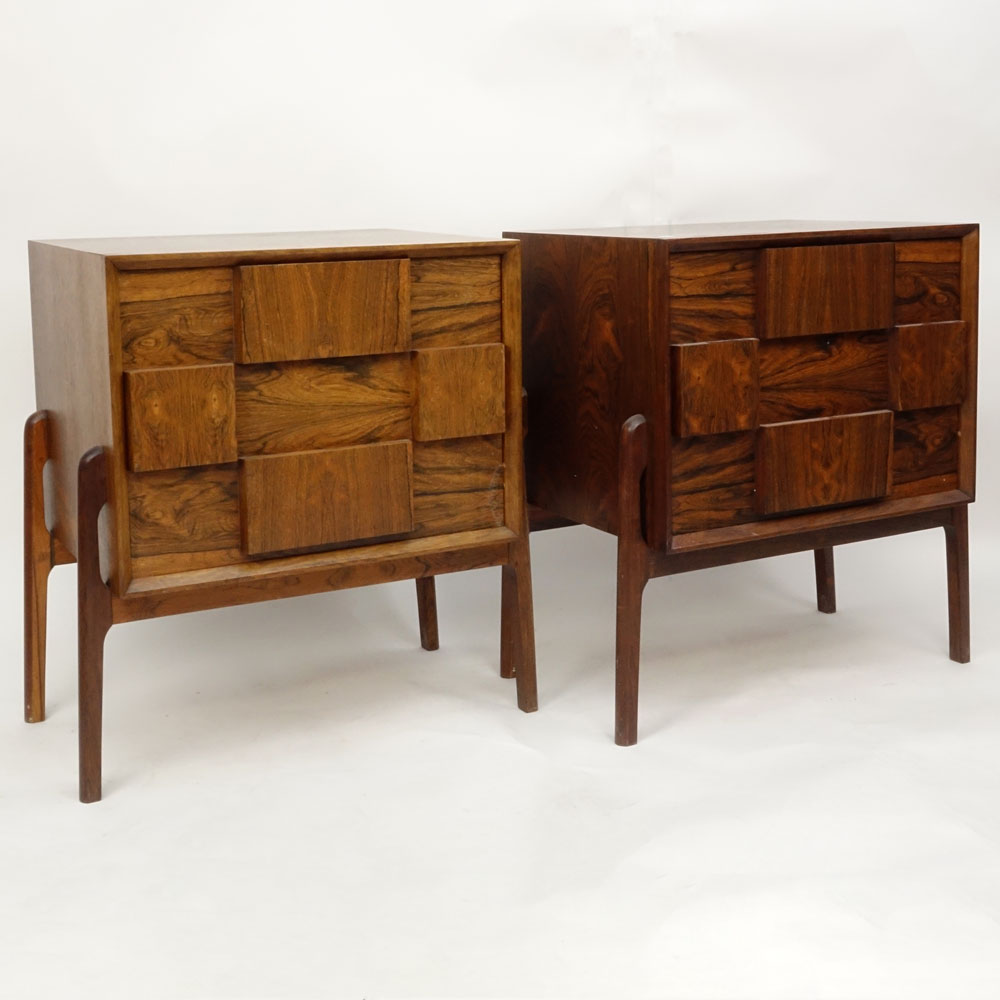 Pair Mid Century Modern Danish Rosewood End Tables