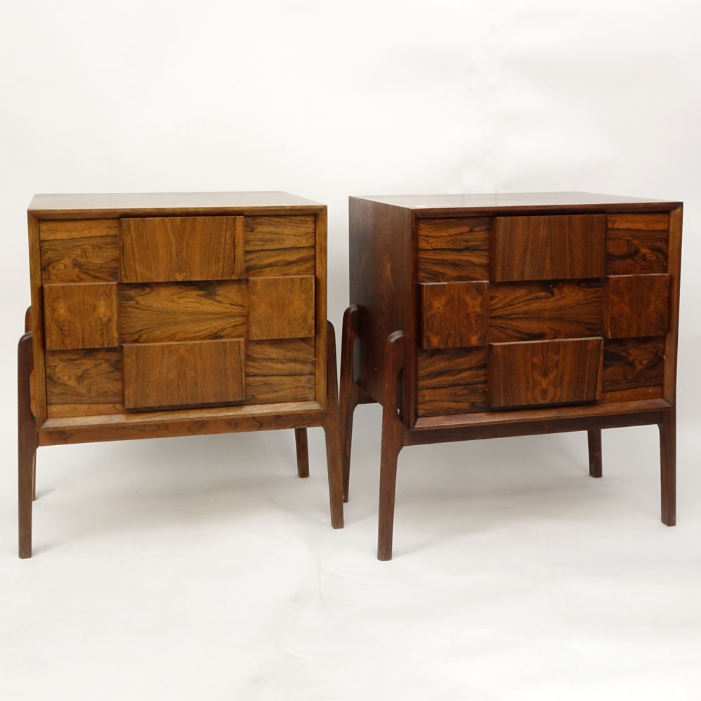 Pair Mid Century Modern Danish Rosewood End Tables