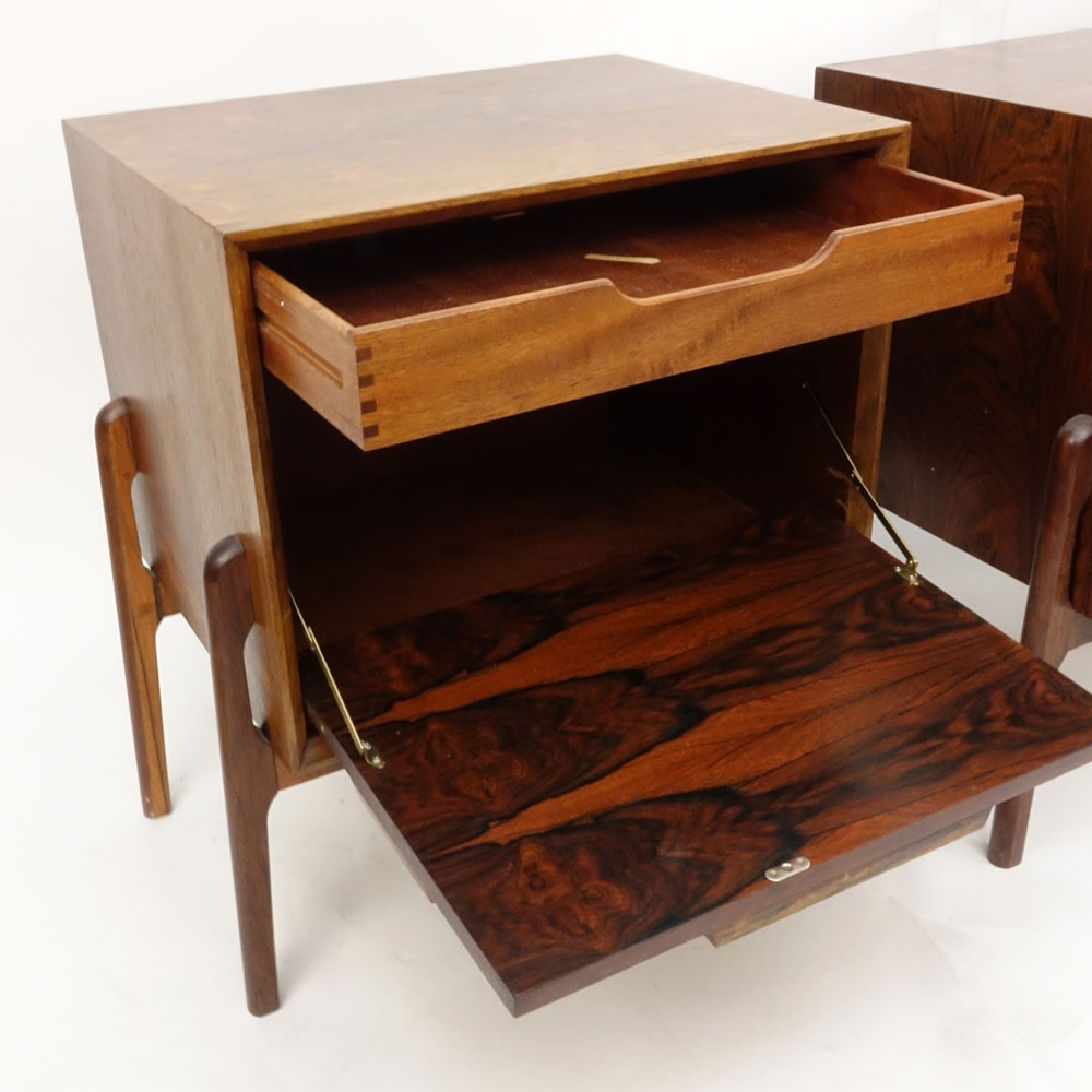 Pair Mid Century Modern Danish Rosewood End Tables