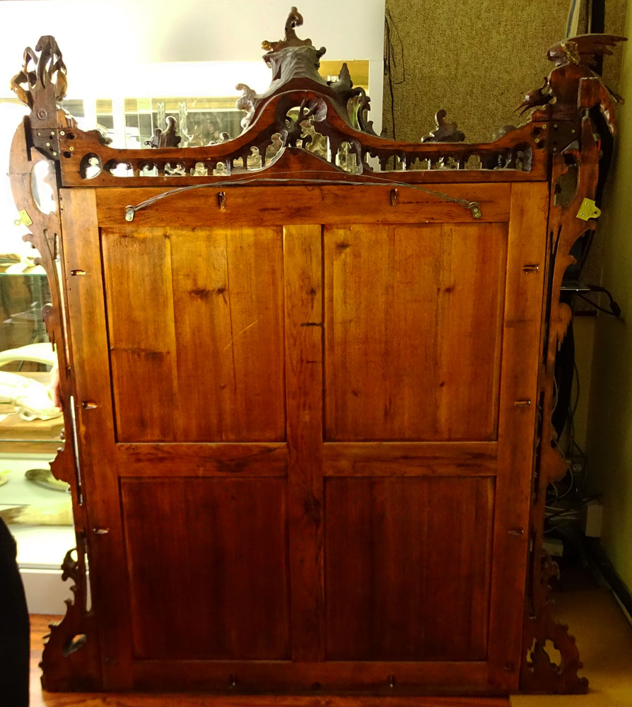 Large Renaissance style Carved Wood Beveled Wall Mirror